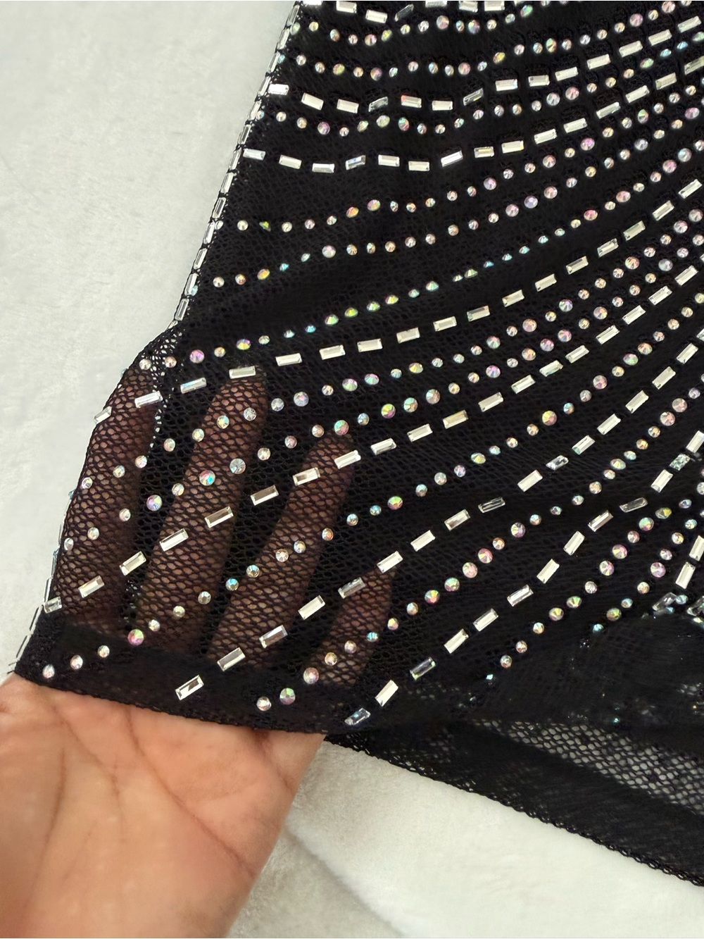 Windsor Rhinestone Bodycon Mini Dress NWT Black Glam Party Size S - Picture 5 of 10